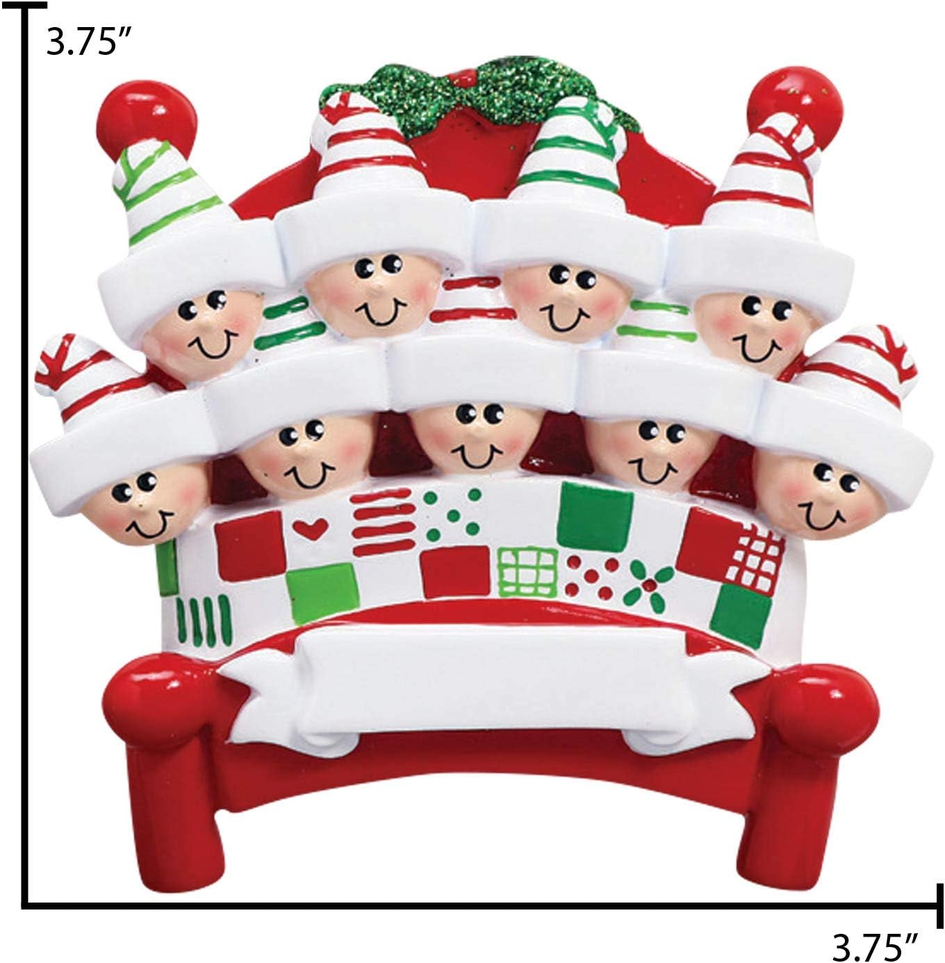 3D Bedtime Family of 9 Ornament 2025 Personalized Family Christmas Ornaments 2025 | Tucked Together