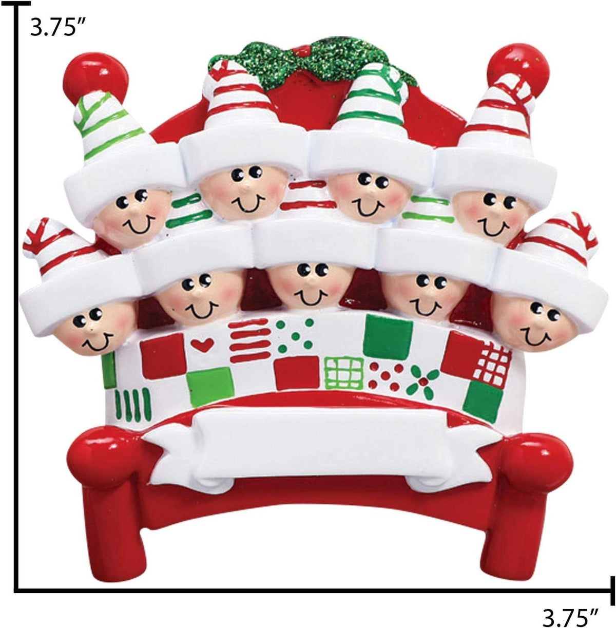 3D Bedtime Family of 9 Ornament 2025 Personalized Family Christmas Ornaments 2025 | Tucked Together