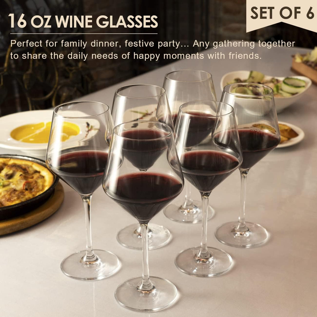 Wine Glasses,White Red Wine Glasses Set of 6,Lead-Free Premium Crystal Clear Glass,Hand Blown