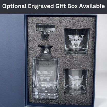 Gifts Inscribed Personalized Whiskey Decanter Set - Engraved Whiskey Decanter Bottle & Set of 2