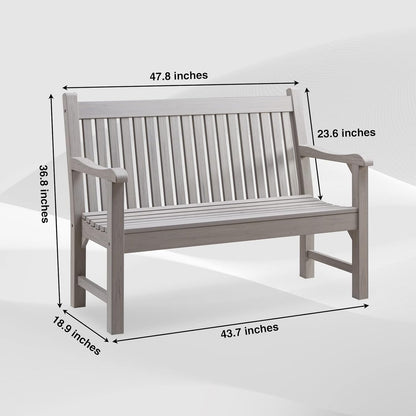 Psilvam Garden Bench, 2-Person Poly Lumber Patio Bench, All-Weather Outdoor Bench That Never Rot