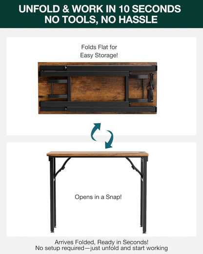 Frylr Small Folding Computer Desk – 35.8 Inch Portable Table for Craft and Study, Lightweight Desk