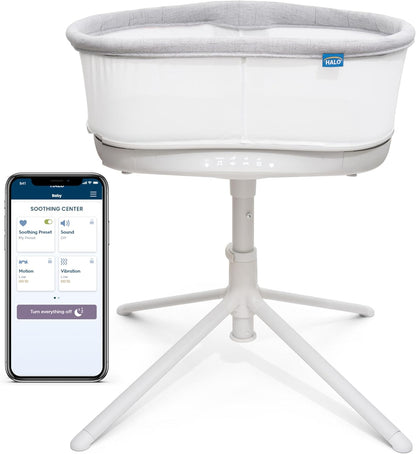 HALO BassiNest Connected Swivel Sleeper 3.0 – Smart Bassinet with AutoSoothe™, 360° Swivel, Cry