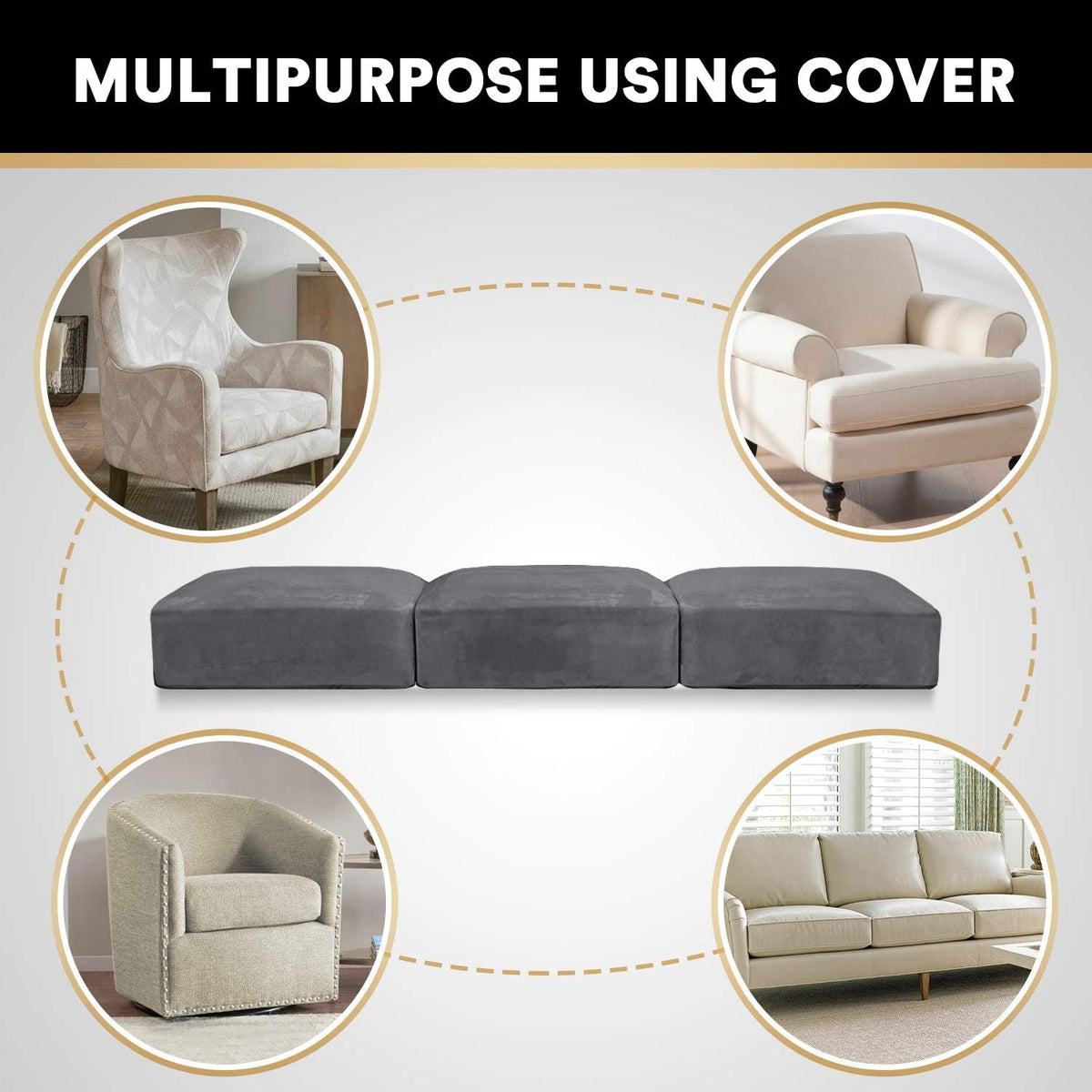 PrinceDeco Stretch Sofa Cushion Covers for Couches and Sofas,Soft Velvet Couch Seat Covers, Sofa
