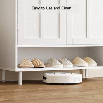 ComfyCorner Shoe Cabinet with Cross Molding Doors, 6-Tier Storage, White
