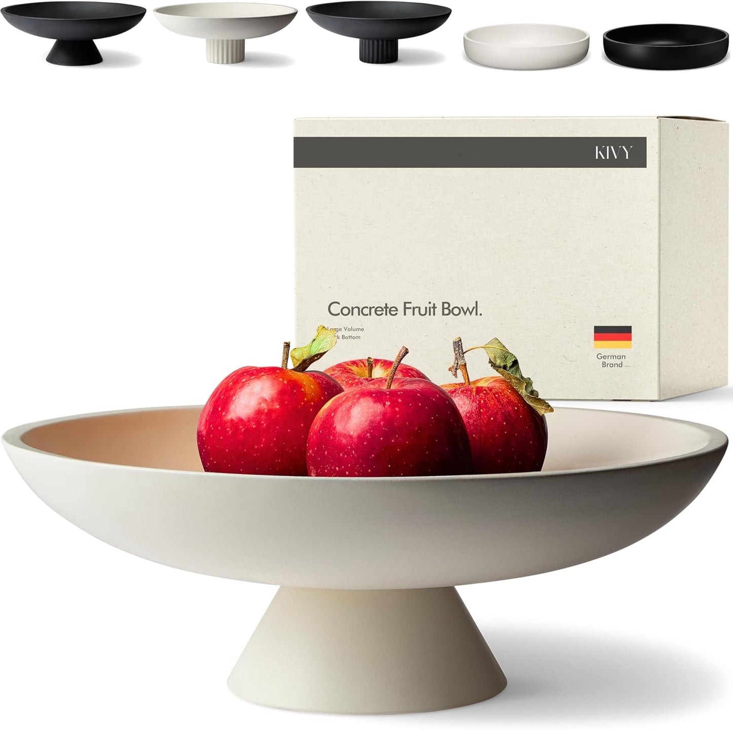 KIVY Concrete Fruit Bowl for Kitchen Counter - Large Decorative Bowl for Home Decor - Modern Fruit