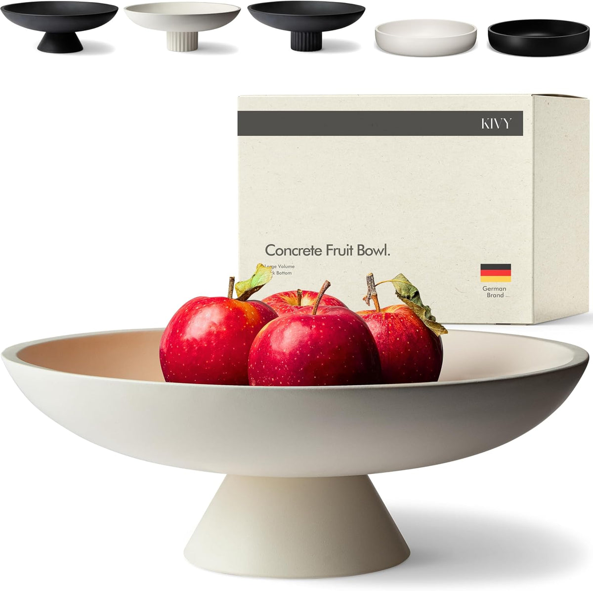 KIVY Concrete Fruit Bowl for Kitchen Counter - Large Decorative Bowl for Home Decor - Modern Fruit