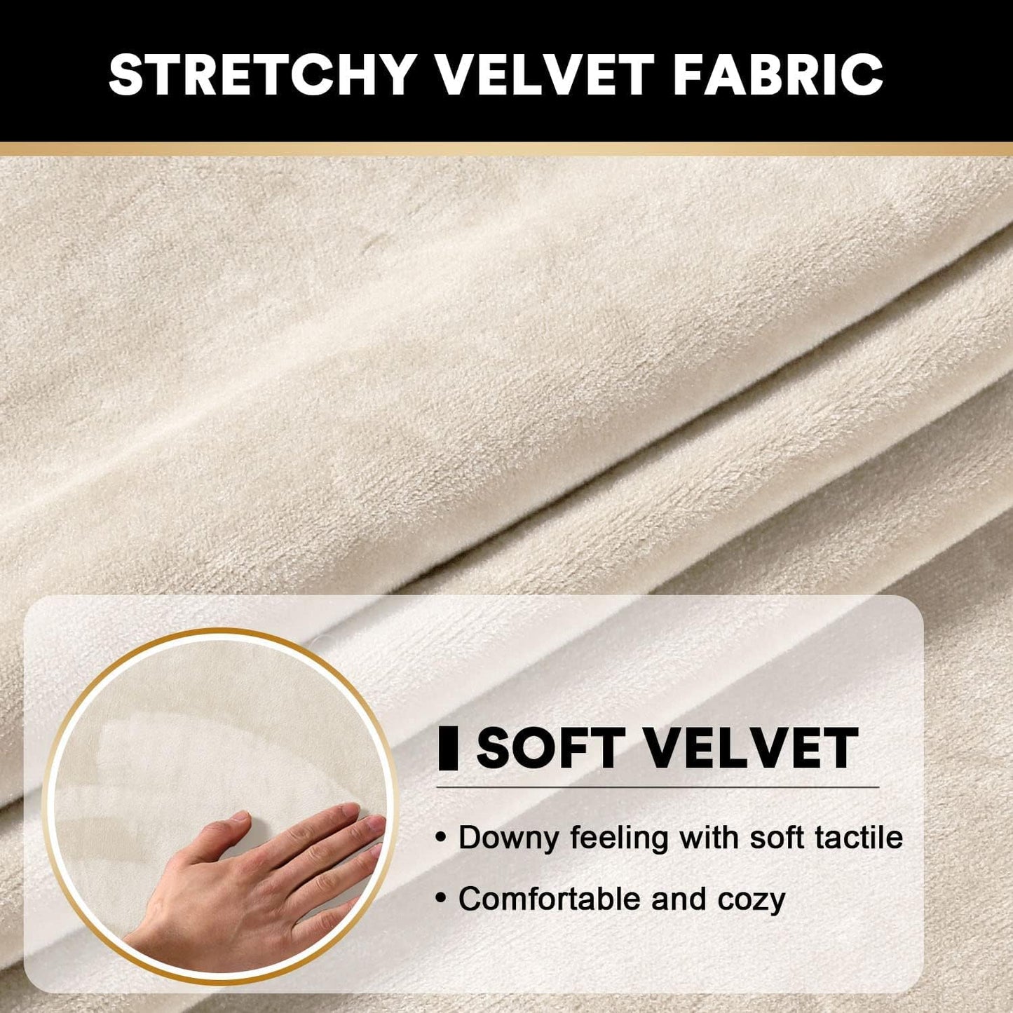 PrinceDeco Velvet Couch Cushion Cover Soft Stretch Cushion Slipcover for Chair Loveseat Sofa