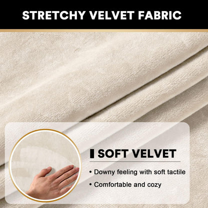 PrinceDeco Sectional Couch Cushion Covers 3 Pieces Velvet Separate Couch Cover Extra Large Stretch