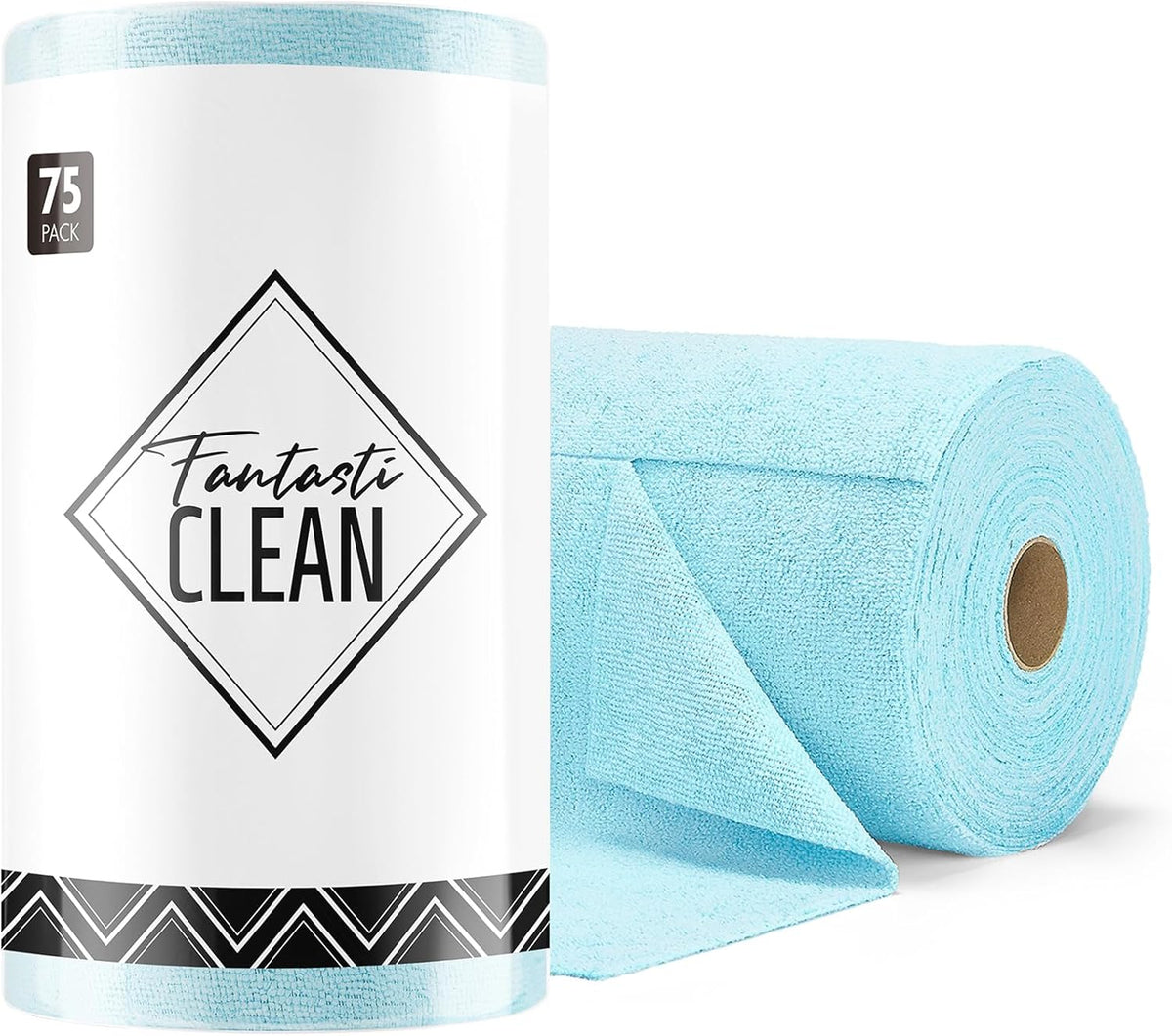 Fantasticlean Microfiber Cleaning Cloth Roll -75 Pack, Tear Away Microfiber Towels, 12" x 12"