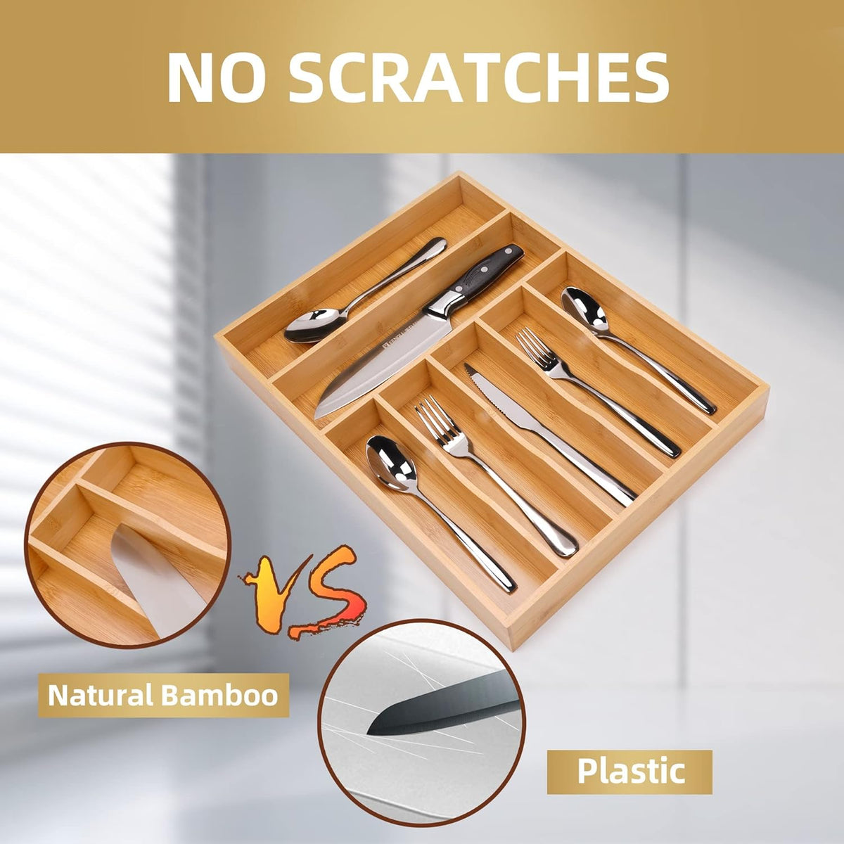 Silverware Organizer Kitchen Drawer Organizer Utensil Organizer Bamboo Silverware Holder Cutlery