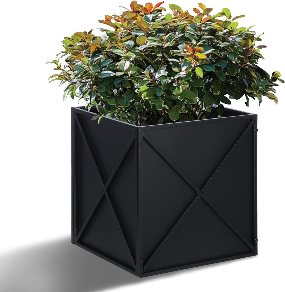 Metal Square Planter Box Tall Planters for Outdoor Plants Modern Heavy Duty with Drainage Holes for