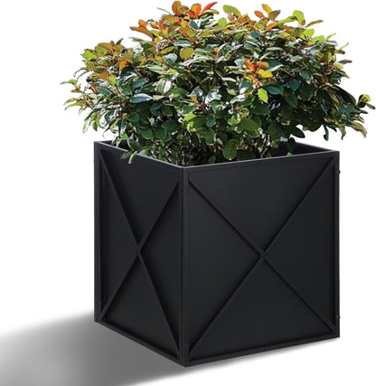 Metal Square Planter Box Tall Planters for Outdoor Plants Modern Heavy Duty with Drainage Holes for