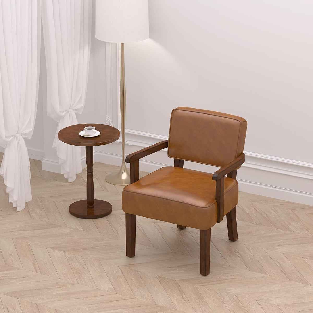 Accent Chair, PU Leather Living Room Chairs Oversized with Soft Seat and Armrests, Armchair for