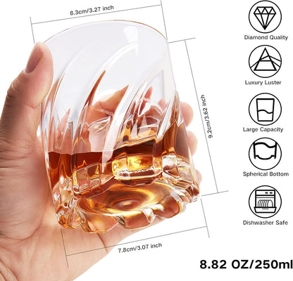 Whiskey Glasses with 4 Iceball molds and a Luxury Box, Old Fashioned Whiskey Glasses, Gifts for Dad