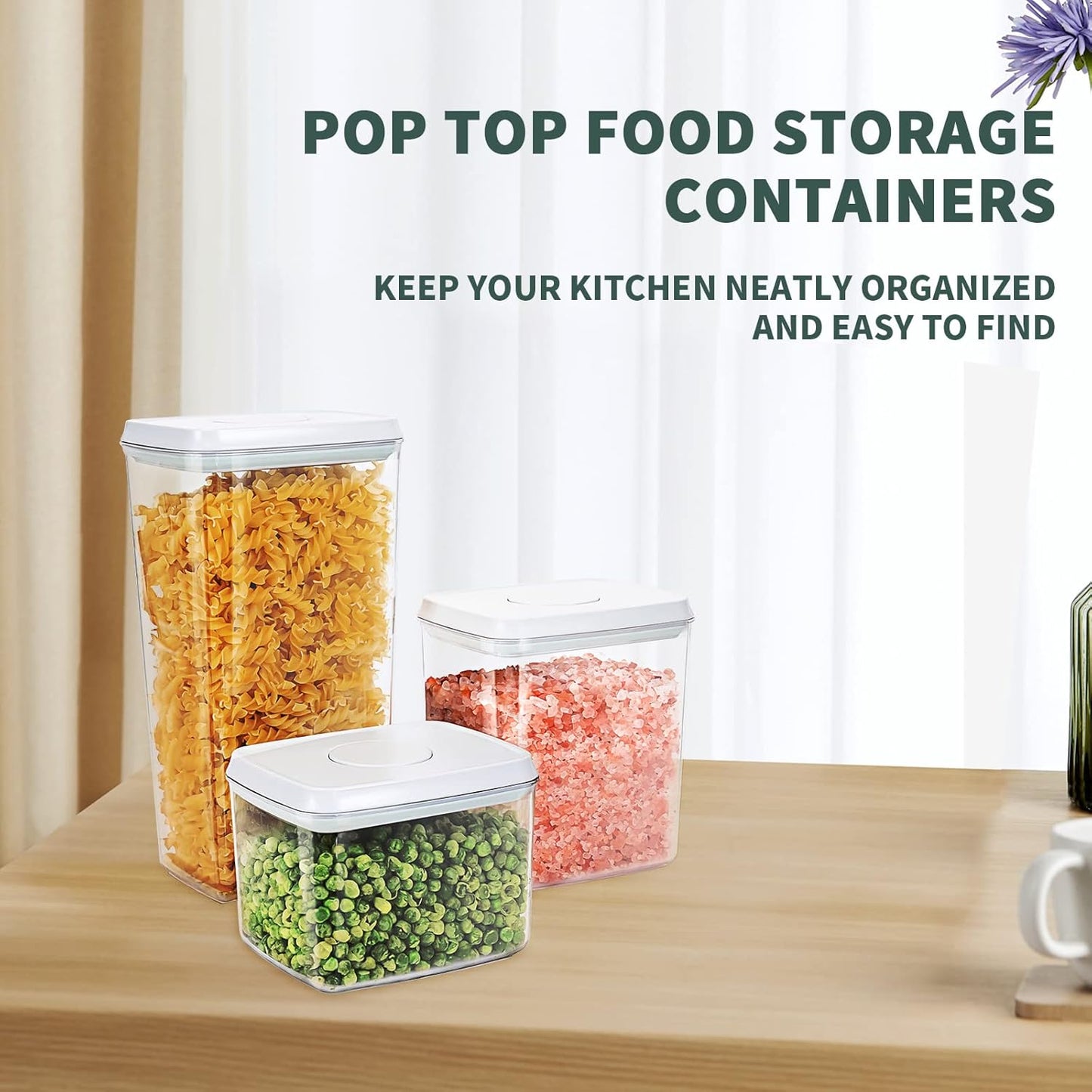 Pop Top Food Storage Containers, Leakproof Pantry Food Storage Containers, Kitchen Storage