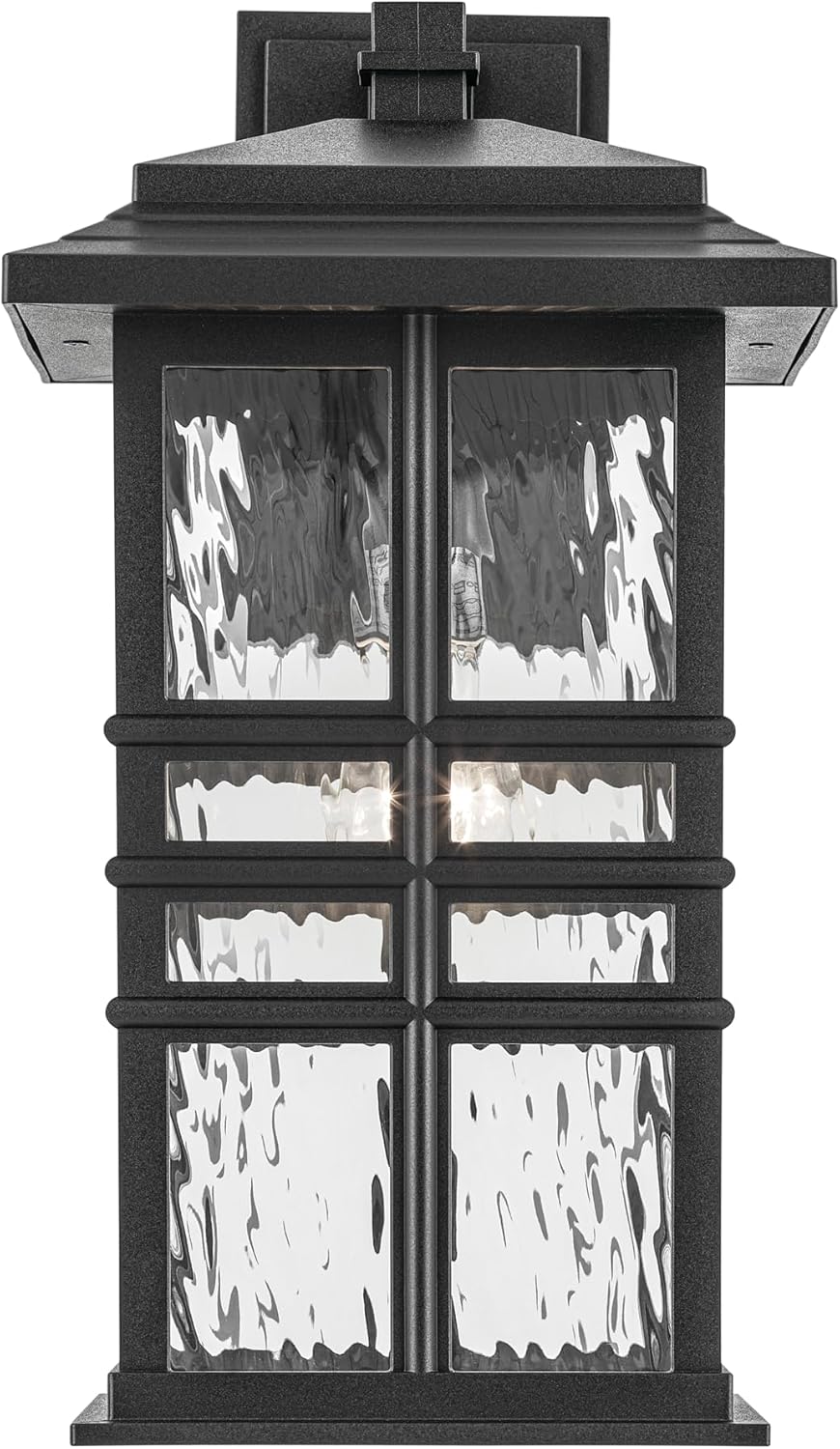 KICHLER Beacon Square 17.25" 1-Light Outdoor Wall Light with Clear Hammered Glass in Textured