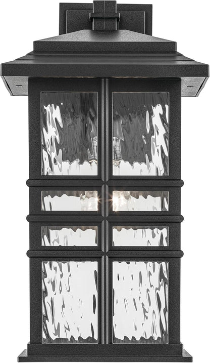 KICHLER Beacon Square 17.25" 1-Light Outdoor Wall Light with Clear Hammered Glass in Textured