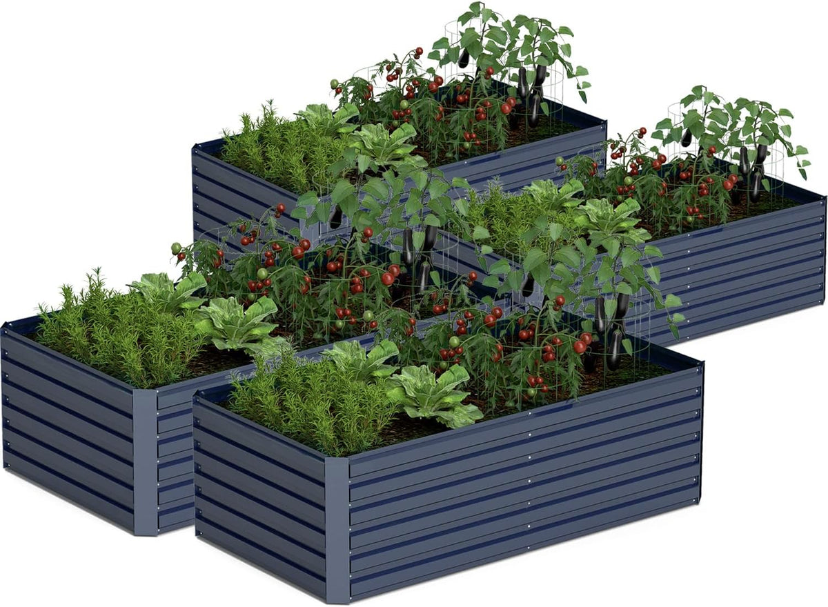 8x4x2 ft Outdoor Raised Garden Bed, Large Metal Planter Raised Beds, Planters for Outdoor Plants