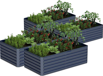 8x4x2 ft Outdoor Raised Garden Bed, Large Metal Planter Raised Beds, Planters for Outdoor Plants