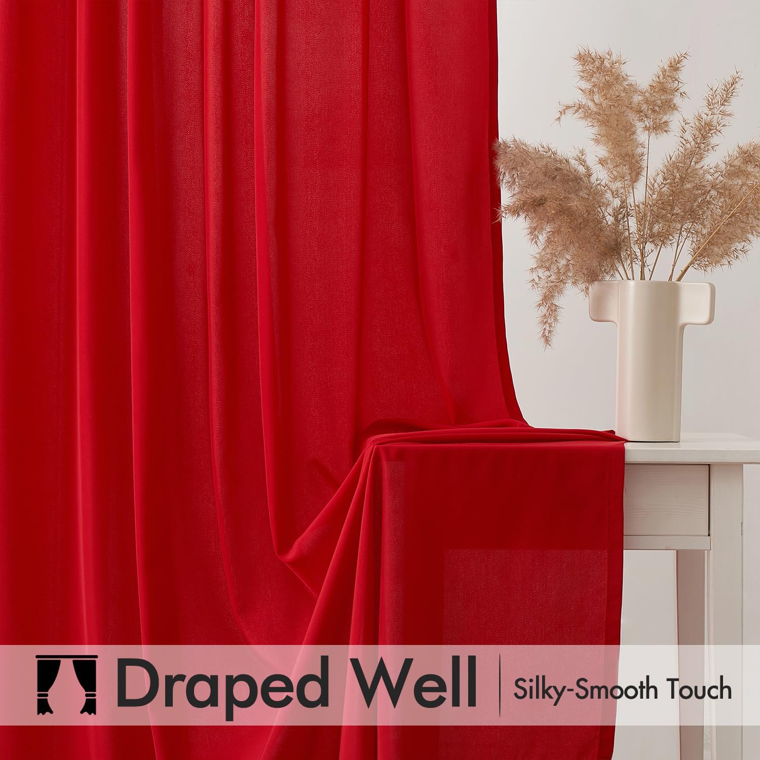 MIULEE Red Privacy Sheer Curtains That Let Light in 84 Inches Long Non-See-Through Semi Sheer
