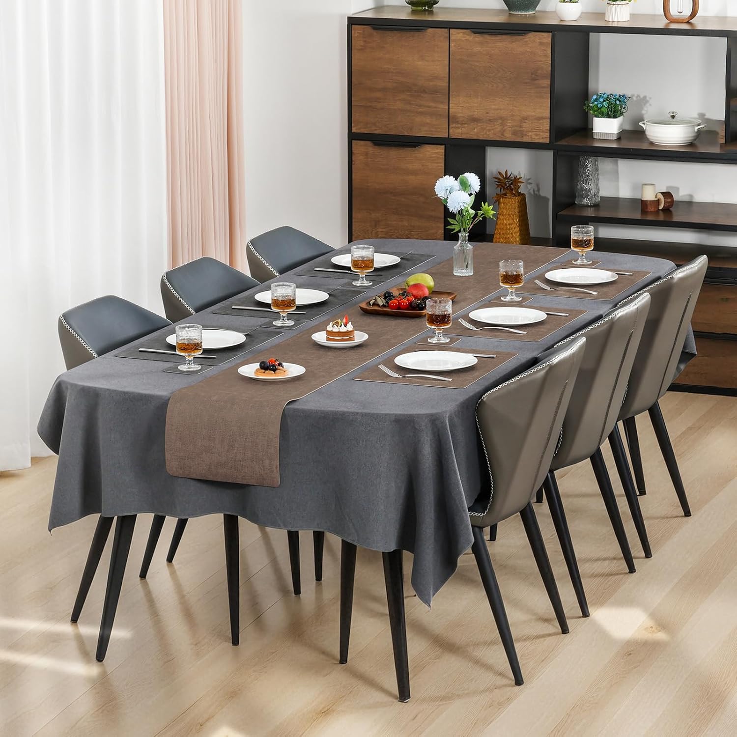 Myir JUN Placemats Dual Sided, Faux Leather Place Mats Set of 8 Indoor Placemat for Dining Table