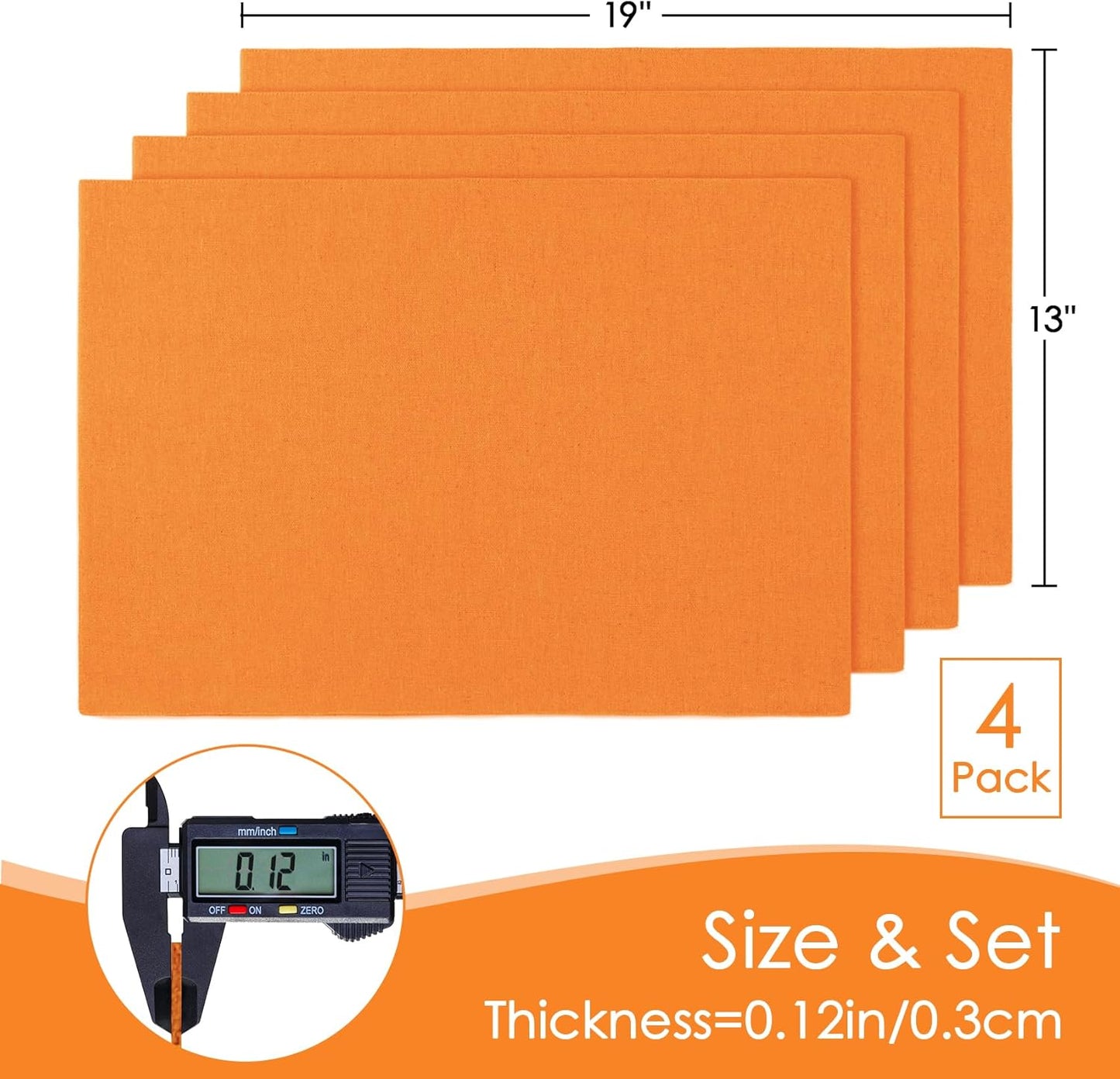 MANSPHIL Orange Cloth Placemats Set of 4, Washable Thick Faux Linen Place Mats Heat Resistant