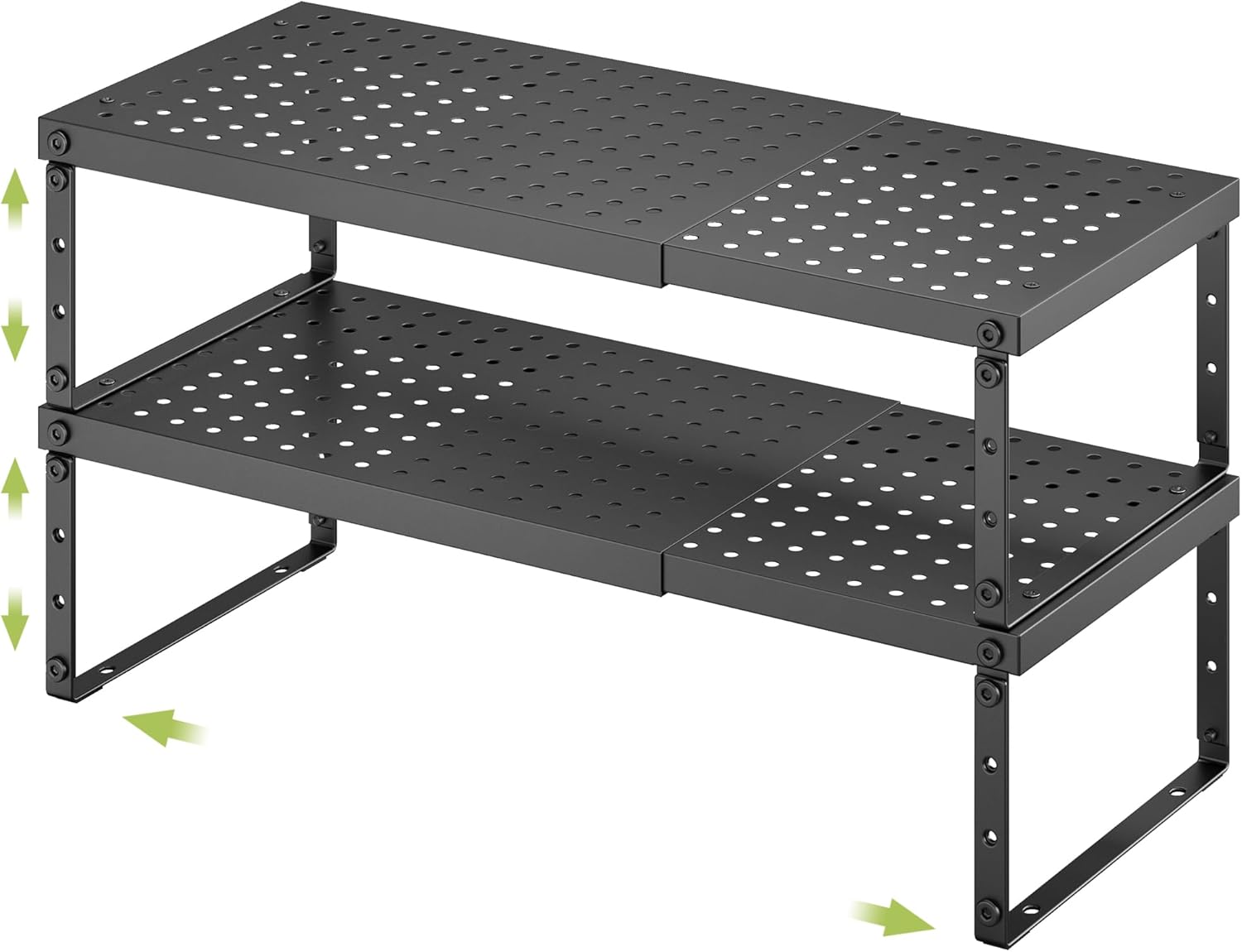 Expandable Cabinet Organizer Shelf With Adjustable Height, Stackable Kitchen Countertop Organizer