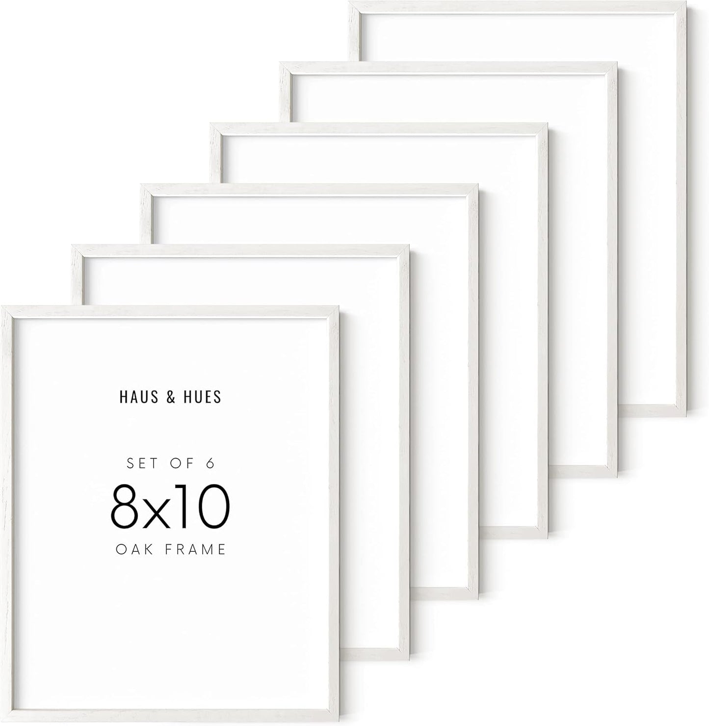 HAUS AND HUES White Oak 8x10 Picture Frame Set - Set of 6 8x10 Picture Frame Wood, White 8x10