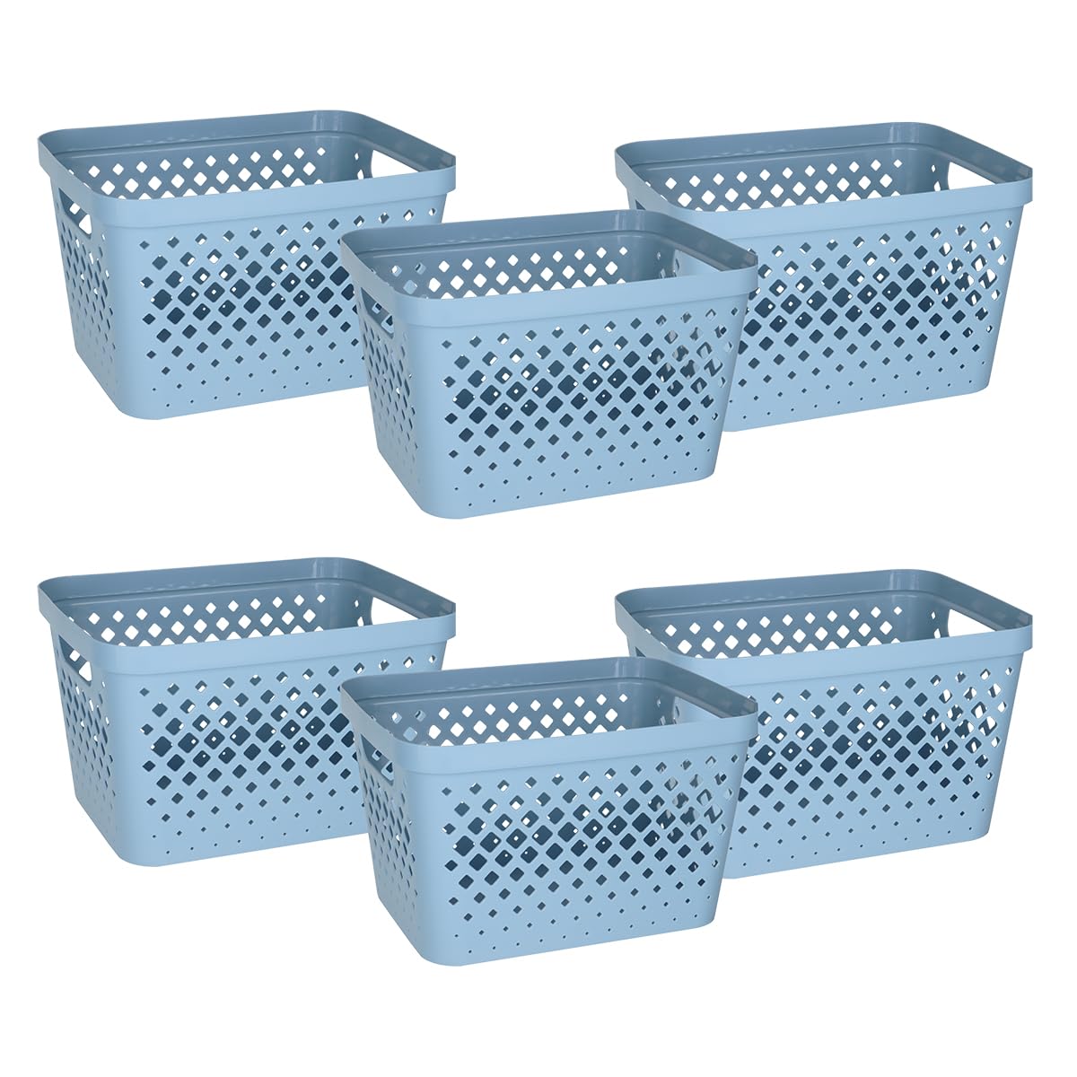 Glad Plastic Storage Basket Set, Value Pack of 6 | Open Storage Bins for Shelves, Bathroom, Pantry