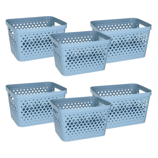 Glad Plastic Storage Basket Set, Value Pack of 6 | Open Storage Bins for Shelves, Bathroom, Pantry