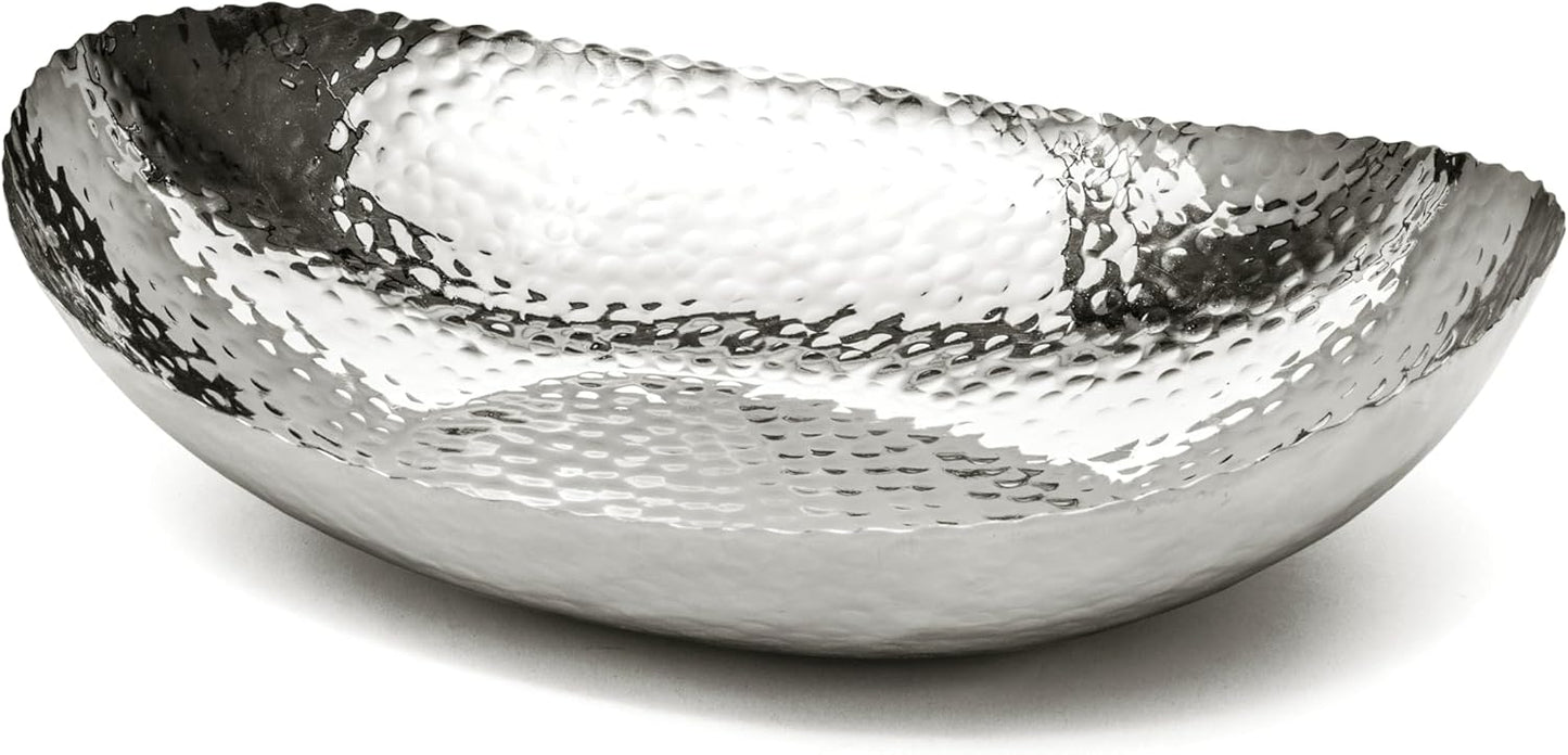 Monarch Abode Hand Hammered Decorative Bowl for Home Decor, 12.75-Inch Polished Stainless Steel