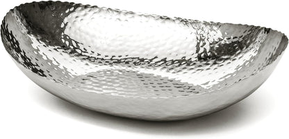 Monarch Abode Hand Hammered Decorative Bowl for Home Decor, 12.75-Inch Polished Stainless Steel