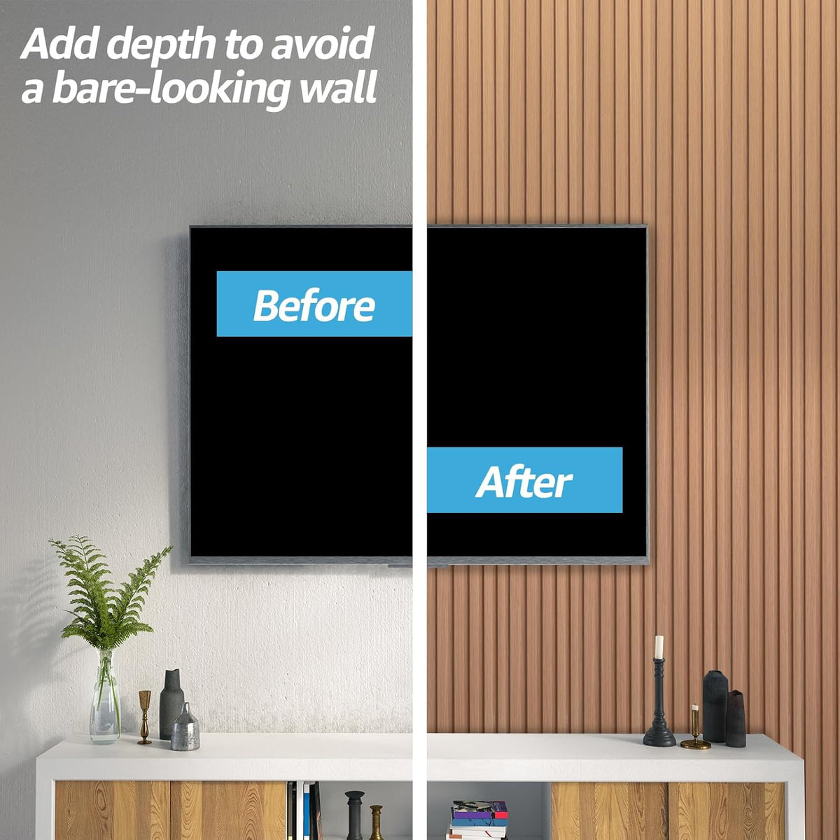 Art3d WPC Wainscoting Panels, 16-Pack 48 x 6 Inch 3D Wall Accents for Interior Wall Decor, Living