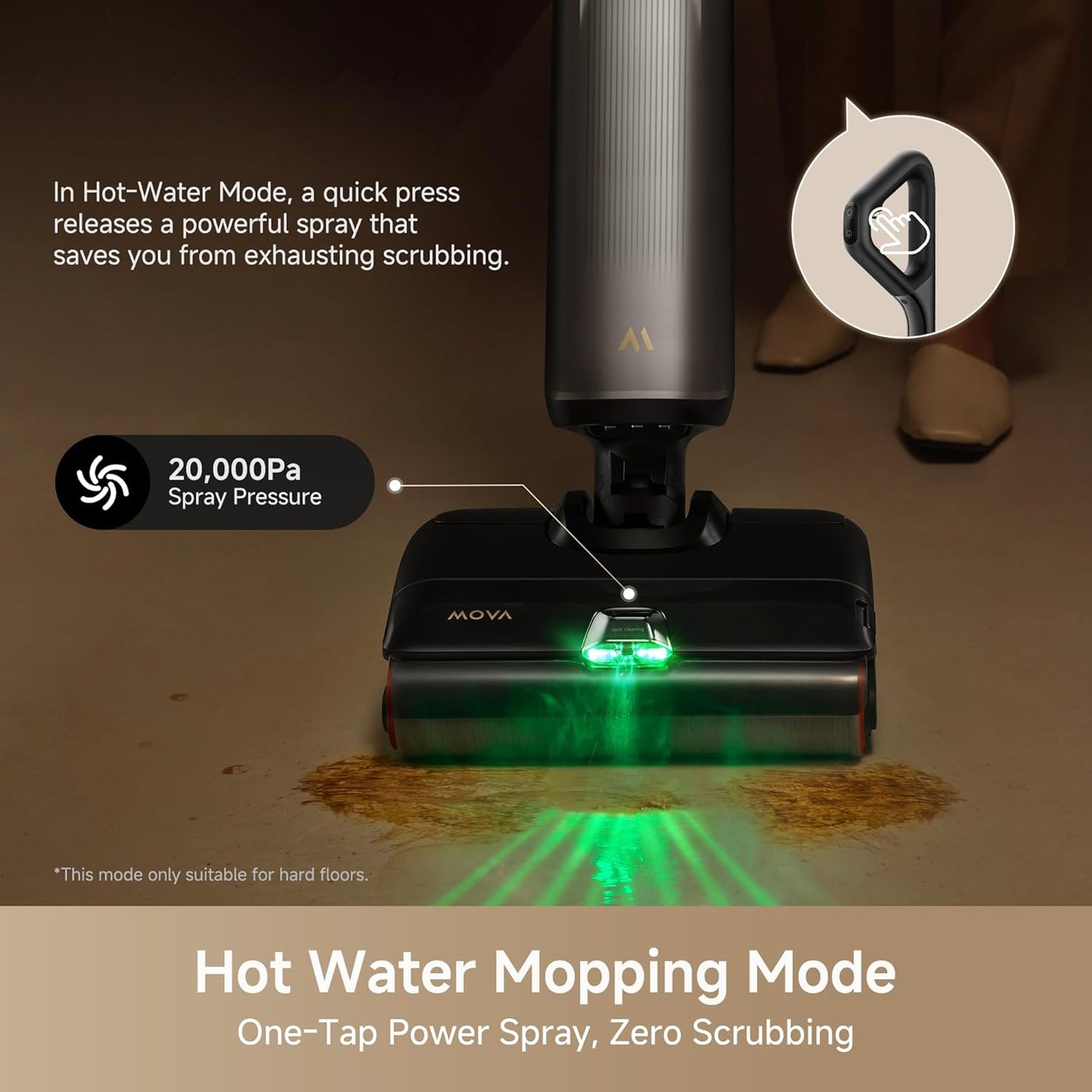 Mova X4 Pro Wet Dry Vacuum Cleaner, 20000Pa Cordless Vacuum Mop with Zero Tangle, Hot Water Mopping