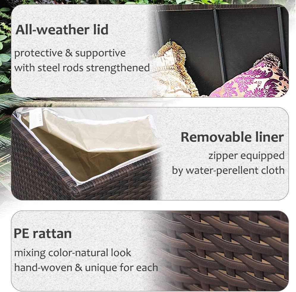 Super Patio Wicker Outdoor Patio Storage Box Waterproof, 120 Gallon Large Deck Box Rattan Storage