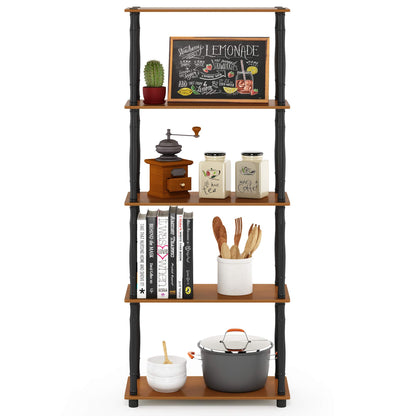 Furinno TURN-S-TUBE Storage Shelves, 5-Tier Book Shelf, Corner Shelf, Toolless Open Shelves