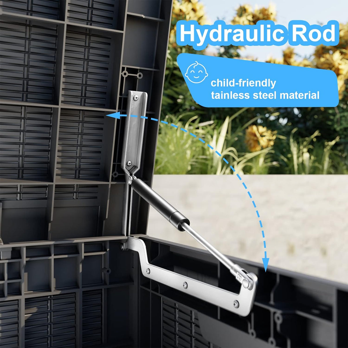100 Gallon Deck Box,Resin Outdoor Storage Box with Lockable for Patio Furniture, Pool Accessories