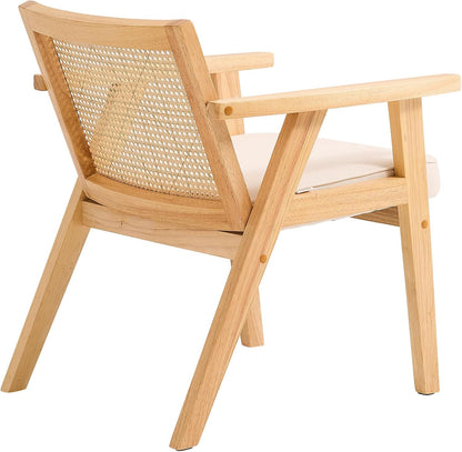 VEVOR Mid Century Modern Rattan Chair, Upholstered Velvet Accent Chair with Rattan Back, Retro