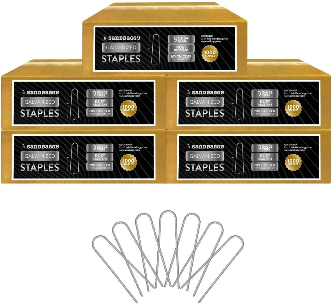 Sandbaggy Galvanized 6-Inch Landscape Staples ~ 9 Gauge Steel - Fabric Pins, Garden Earth Stakes
