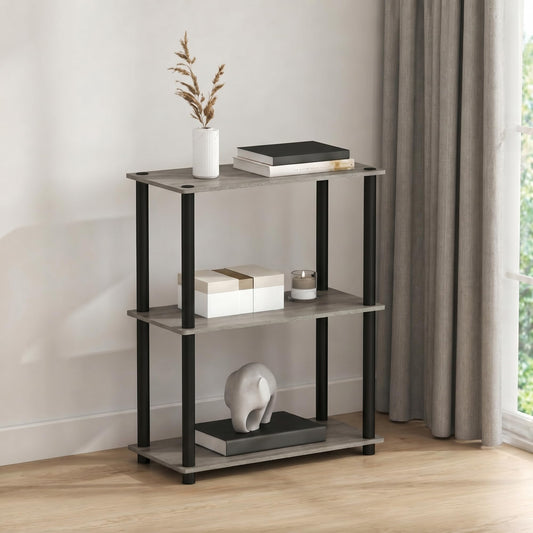 Furinno Turn-N-Tube Storage Shelves, 3-Tier Book Shelf, Corner Shelf, Toolless Open Shelves, for