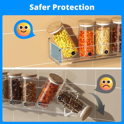 NIUBEE Wall Mounted Spice Rack Organizer,Clear Acrylic Spice Shelf Storage Holder,Hanging Seasoning