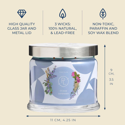 PartyLite Ocean Lavender Scented, Notes of Vanilla Sea Salt, Driftwood, Sea Moss, Patchouli &