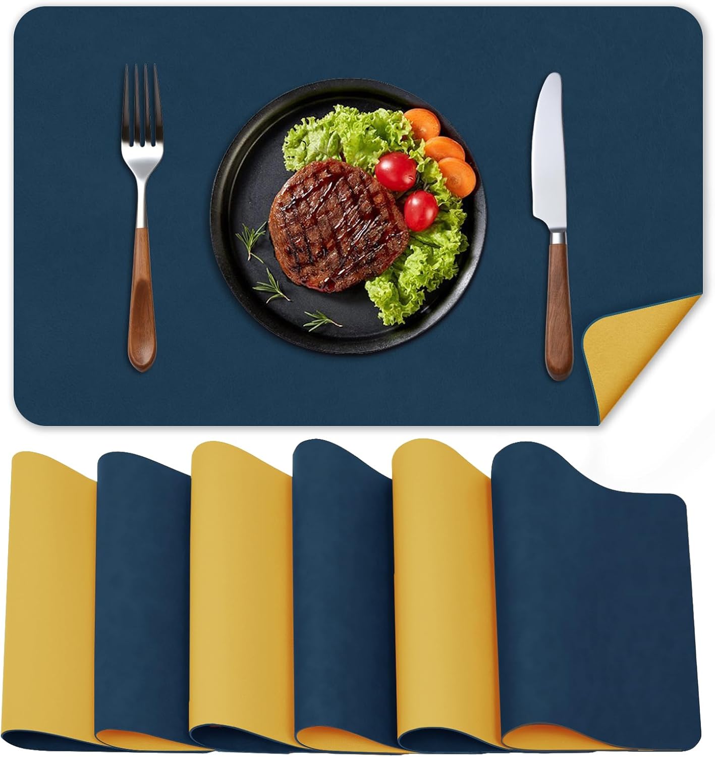 BLESWIN Faux Leather Placemats, PU Dining Table, Waterproof and Oil Resistant Easy to Clean, Heat