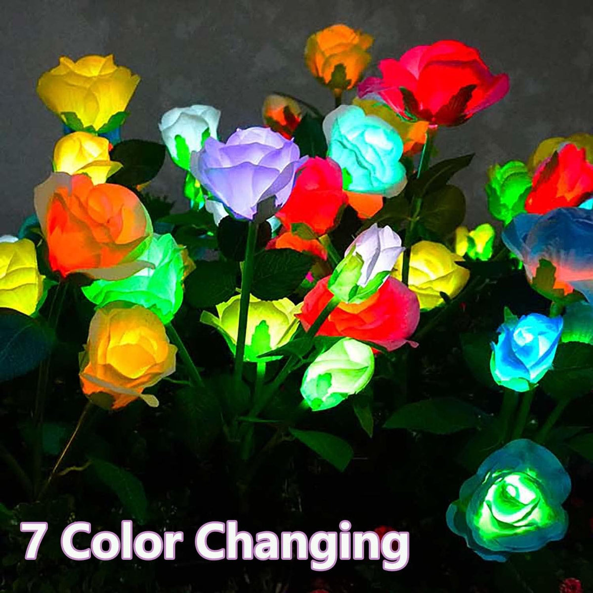 Solar Garden Decor Outdoor Lights, 4 Pack Waterproof Garden Lights for Outside, 16 Solar Rose