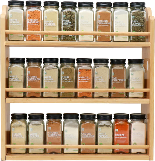 3 Tier Bamboo Spice Rack, Spice Rack Organizer, Seasoning Jars Rack Shelf Spice Organizer for