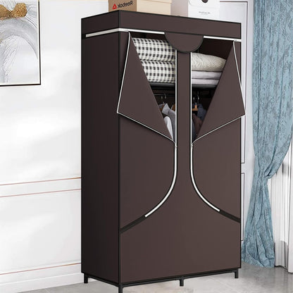 SORCEDAS Portable Wardrobe Closet Storage Organizer Metal Hanging Rack Non-Woven Fabric 34 Inch