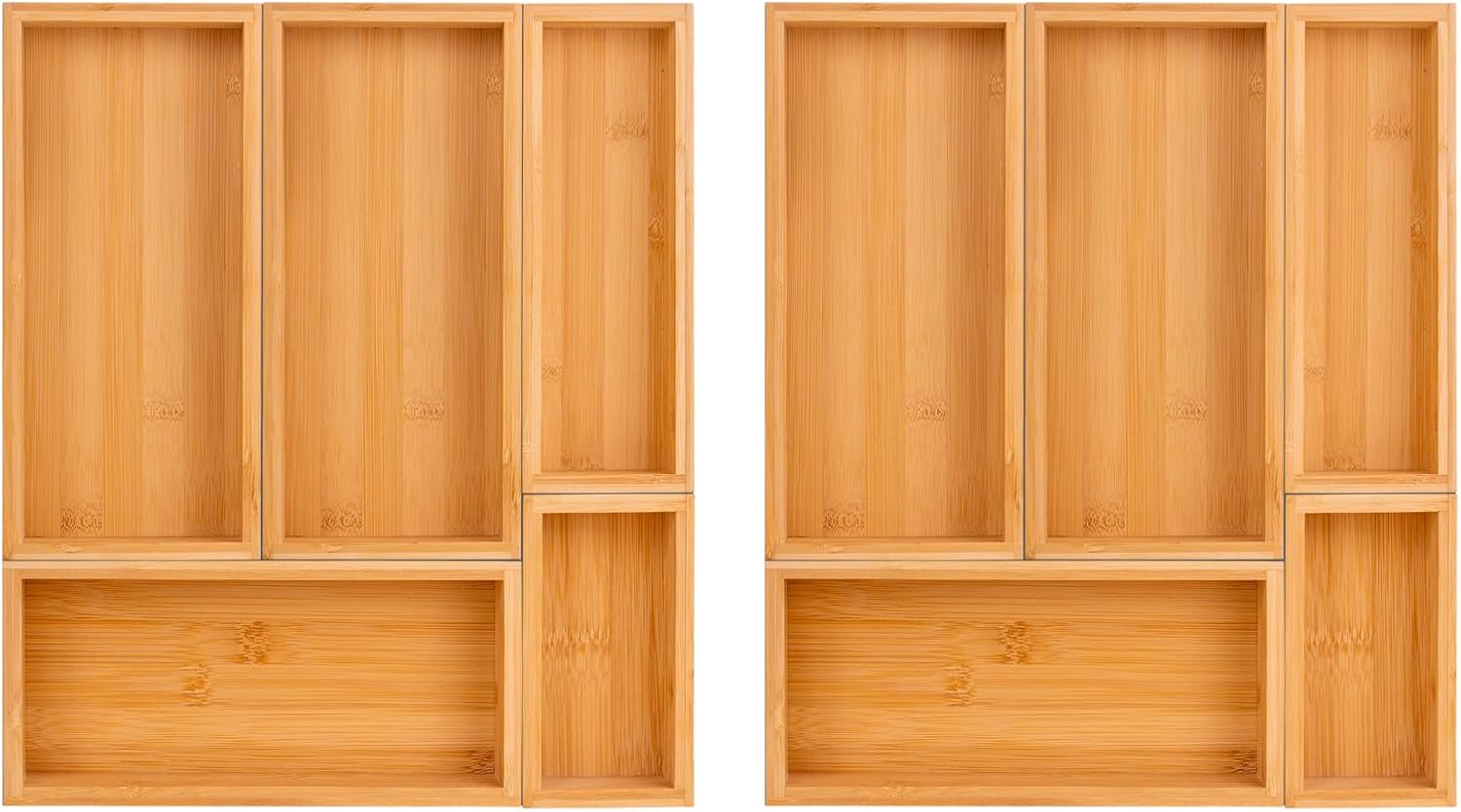 bamboo drawer organizer Set，expandable drawer dividers,wooden storage organizers,large trays for