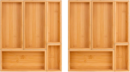 bamboo drawer organizer Set，expandable drawer dividers,wooden storage organizers,large trays for