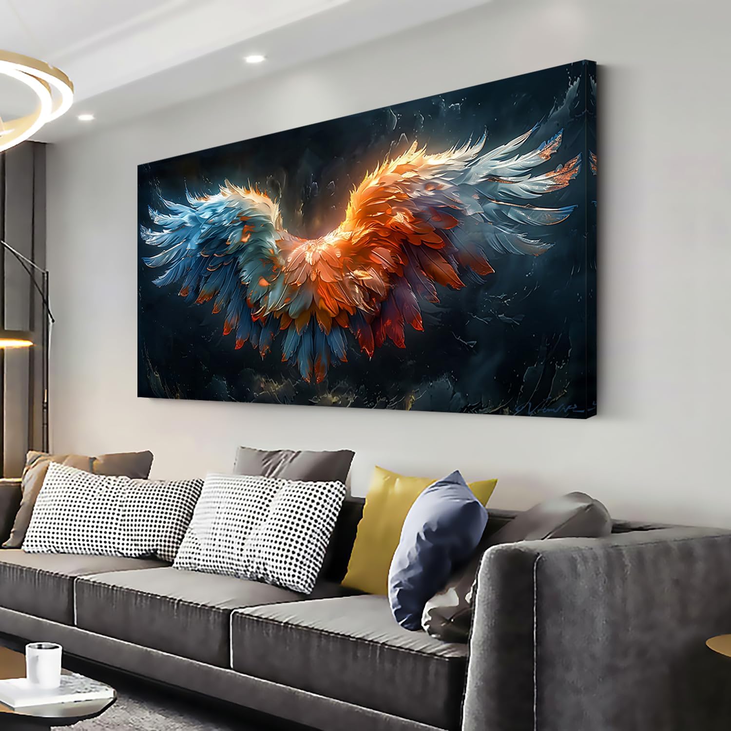 LASMOND Beautiful Colorful Angel Wings Religion Wall Art Decor Artwork for Girls Room Bedroom